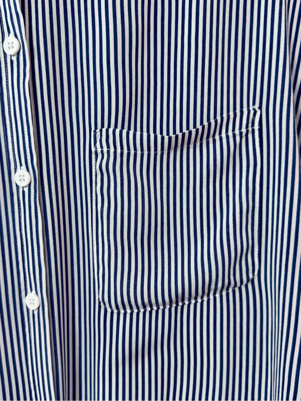 Cosmic Blue Love Blue White Stripe Button Front Blouse XL 100% Rayon Lightweight - Picture 6 of 11